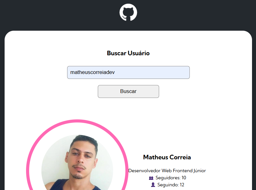 Projeto Buscador de Perfil Github